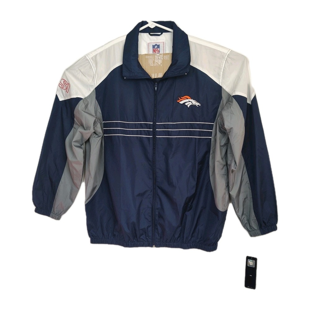 NWT‎ NFL Broncos Windbreaker Jacket Men's Size XL Blue Full-Zip Embroidered Logo
